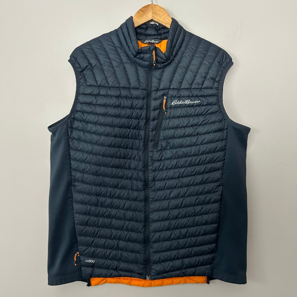 Eddie Bauer First Ascent Vest Mens XL Tall Gray EB800 Down Pertex Hybrid‎ Puffer